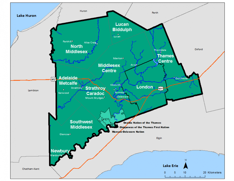 Figure 1.1.1. Middlesex-London Health Unit boundaries