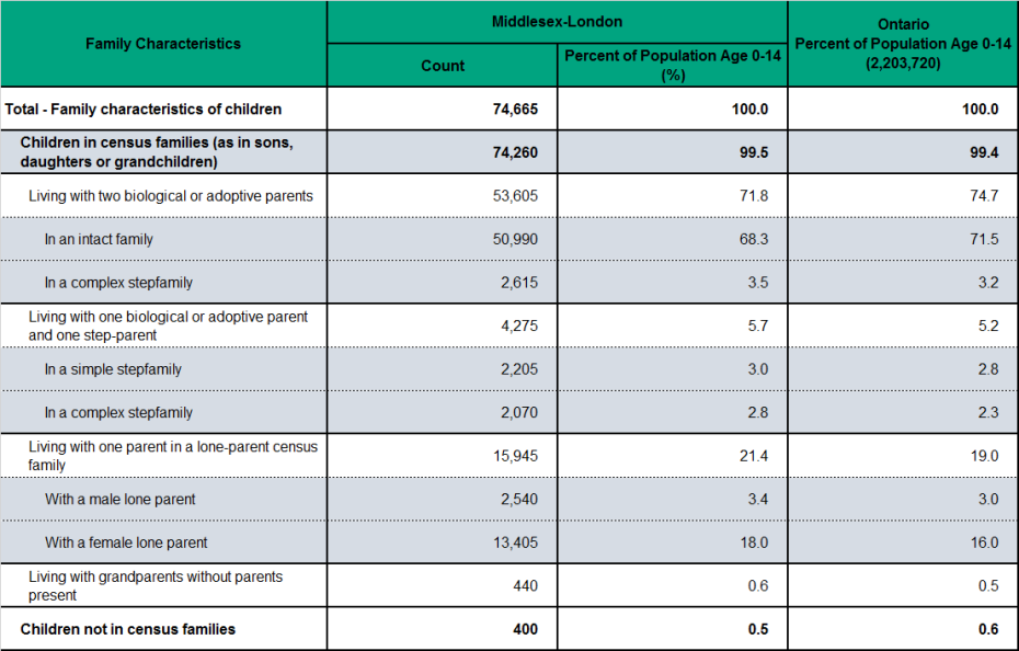 Figure 1.5.2: Family characteristics (Age 0-14)