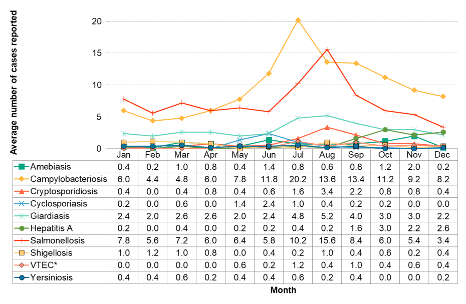 Figure 9.3.2: Enteric infections by month